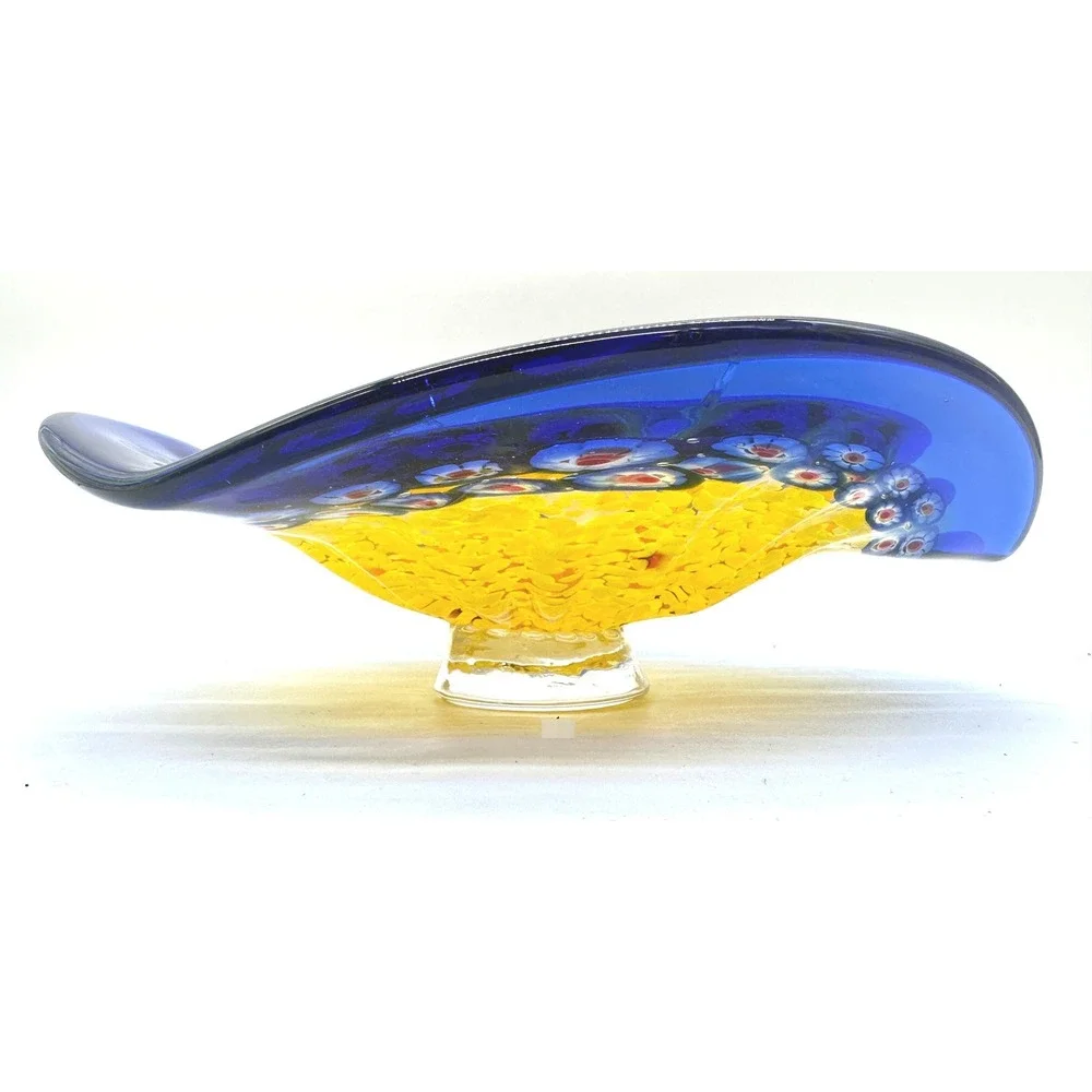 Murano Style Art Glass Footed Bowl 12
